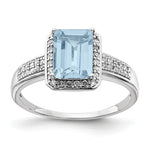 Sterling Silver Rhodium Diam. & Sky Blue Topaz Ring