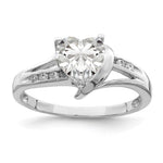 Sterling Silver Rhodium Plated CZ Heart Ring