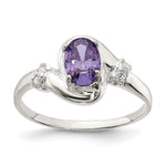 Sterling Silver Purple Oval CZ Ring