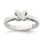 Sterling Silver Rhodium-plated Polished Butterfly Size 3 Ring