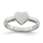 Sterling Silver Rhodium-plated Polished Heart Size 3 Ring