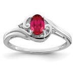 Sterling Silver Rhodium Plated Diamond & Ruby Ring