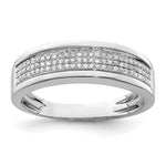 Sterling Silver Rhodium Plated Diam. Men's Band