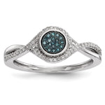 Sterling Silver Blue and White Diamond Ring