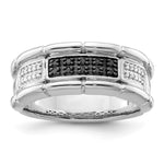White Night Sterling Silver Rhodium-plated White and Black Diamond Men's Ring