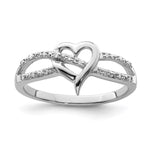 Sterling Silver Rhodium Plated Diamond Heart Ring
