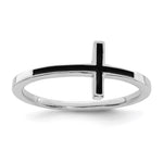 Sterling Silver Antiqued Sideways Cross Ring