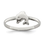 Sterling Silver Rhodium-plated Polished Dolphin Size 3 Ring