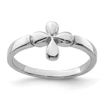 Sterling Silver RH Plated Child's Polished Cross Ring