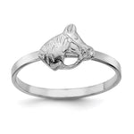 Sterling Silver Rhodium-plated Polished & Textured Horse Size 4 Ring