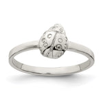 Sterling Silver Rhodium-plated Polished Ladybug Size 4 Ring