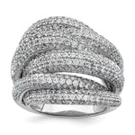 Sterling Shimmer Sterling Silver Rhodium-plated 536 Stone Pav CZ Ring