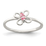 Sterling Silver Polished Pink CZ Butterfly Size 4 Ring