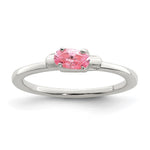 Sterling Silver Polished Pink CZ Candy Size 3 Ring