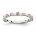 Sterling Silver Polished Pink CZ Size 3 Ring