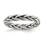 Sterling Silver Polished Antiqued Weaved Women's Ring