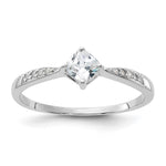 Sterling Silver Rhodium-plated Polished and Square Shaped CZ Ring