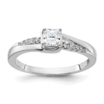 Pure Fire Sterling Silver Rhodium-plated Polished & CZ Ring