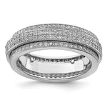 Sterling Silver Polished Rhodium-plated CZ Pav Eternity Motion Ring
