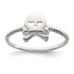 Sterling Silver Polished & Textured Skull & Crossbones Ring