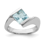 Sterling Silver Rhodium-plated Polished Blue CZ Ring