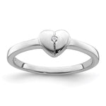 Sterling Silver Rhodium-plated Polished CZ Heart Size 4 Ring