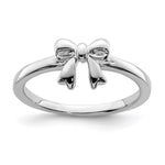 Sterling Silver Rhodium-plated Polished Bow Size 3 Ring