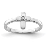 Sterling Silver Rhodium-plated Polished and Satin CZ Cross Size 3 Ring