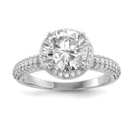 Sterling Silver Rhodium-plated CZ Pav Ring