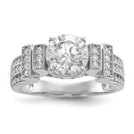 Sterling Silver Rhodium-plated CZ Tiered Pav Ring