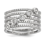 Pure Fire Sterling Silver Rhod-plated CZ Ring
