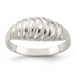 Sterling Silver Diamond-cut Domed Ring