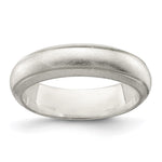 Sterling Silver Satin Half Round with Edge Lines Size 8 Band