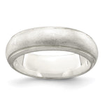 Sterling Silver Satin Half Round with Edge Lines Size 5 Band