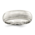 Sterling Silver Satin Half Round with Edge Lines Size 7 Band