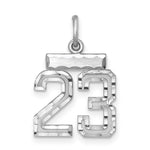 Sterling Silver Rhodium-plated Diamond-cut #23 Charm