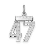 Sterling Silver Rhodium-plated Diamond-cut #47 Charm