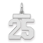 Sterling Silver/Rhodium-plated Polished Number 25 Charm