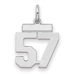 Sterling Silver/Rhodium-plated Polished Number 57 Charm
