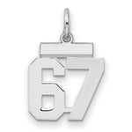 Sterling/Silver Rhodium-plated Polished Number 67 Charm