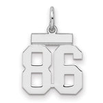 Sterling Silver/Rhodium-plated Polished Number 86 Charm