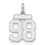 Sterling Silver/Rhodium-plated Polished Number 98 Charm
