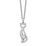Sentimental Expressions Sterling Silver Rhodium-plated CZ Purrfect Love Cat Necklace