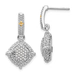 Sterling Silver w/14k Diamond Dangle Post Earrings