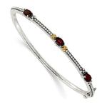 Shey Couture Sterling Silver with 14K Accent Antiqued Oval Garnet Bangle