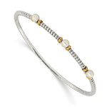 Shey Couture Sterling Silver with 14K Accent Freshwater Cultured Button Pearl Slip-on Bangle Bracelet