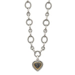 Shey Couture Sterling Silver with 14K Accent 17 Inch Antiqued Black Diamond Heart Drop Necklace