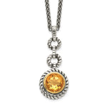 Shey Couture Antiqued Sterling Silver with14K Gold-plated Accent Round Bezel Citrine 18 Inch Necklace