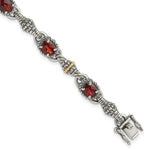 Shey Couture Sterling Silver with 14K Accent Antiqued Oval Garnet Bracelet