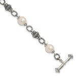Shey Couture Sterling Silver 8 Inch Antiqued 8- Freshwater Cultured Pearl Bracelet